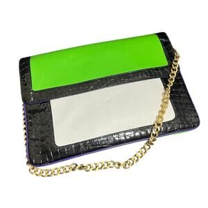 Worth Leather Handbag Purse Retro Y2K Style Rave Color Design Green Purple Bag